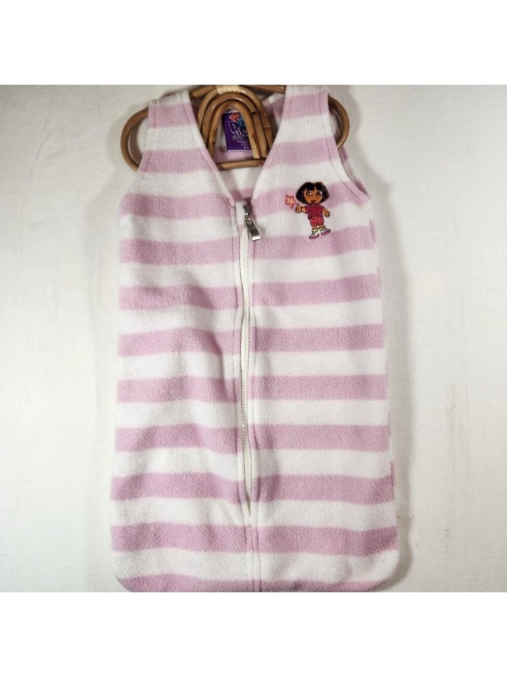 Dora the Explorer Pink White Striped‎ Fleece Wearable Blanket Sleep Sack 0-3M